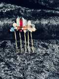 Raw Quartz & Deep Rose Crystal Petite Wire-Wrapped Hair Comb