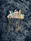 Earthy Botanical Raw Quartz & Green Fluorite Hair Comb