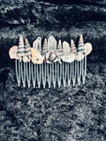 Sirens & Seashells Raw Quartz Hair Comb with Antiqued Turtle Focal